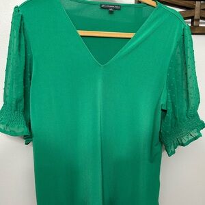 Adrianna Papell Vibrant Green Sheer Sleeve Blouse